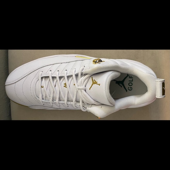 New Mens Nike Air Jordan 12 G Sz 9 Masters White Gold Golf Shoes DM0106 117 - Picture 2 of 6